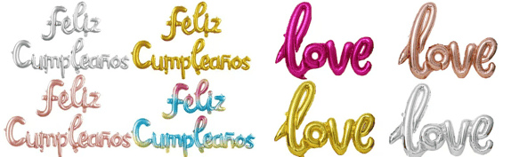 Connected letter foil balloons